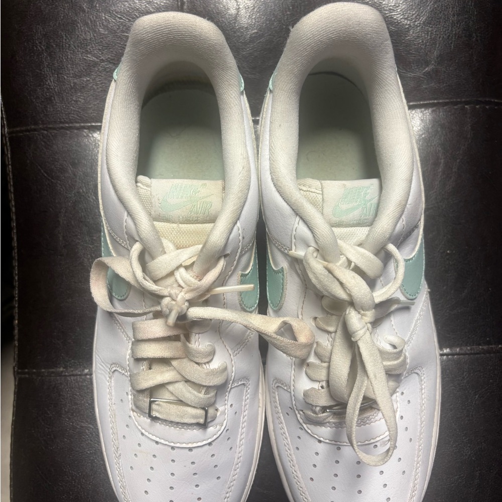 White and Mint Green Air Force 1’s